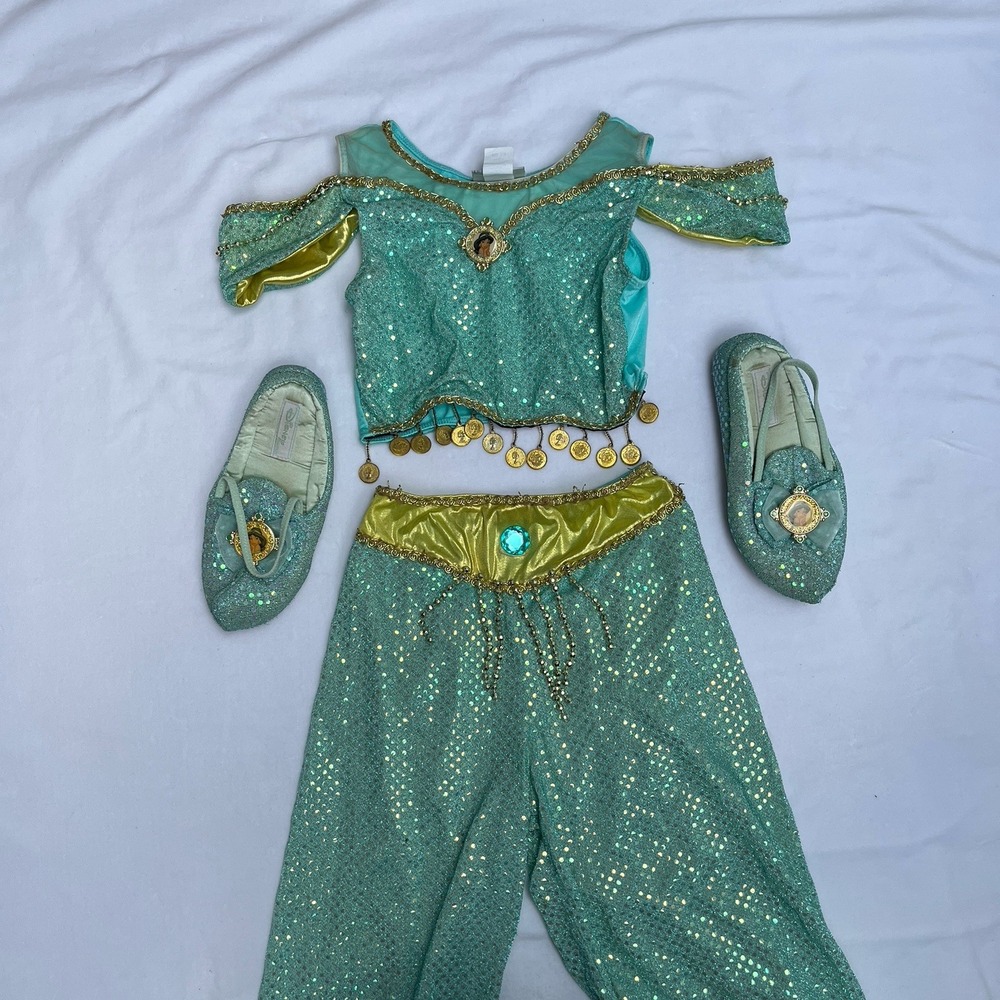 Vtg Disney Princess Jasmine Costume Kids Size 7/8 Sequin Aladdin Y2K Dress Up